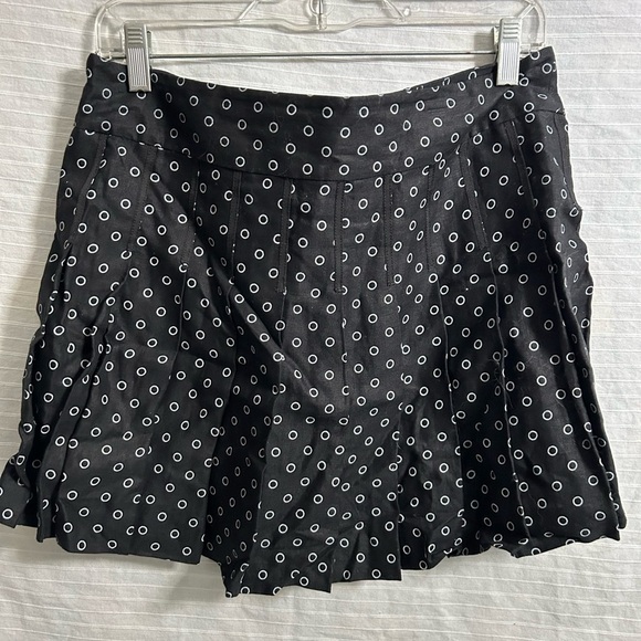 Ralph Lauren Polo Womens Black Blue Pleated Linen Mini Skirt Circle Print Sz 10 - Picture 5 of 5